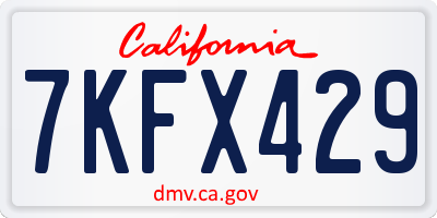 CA license plate 7KFX429