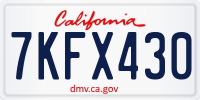 CA license plate 7KFX430