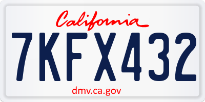 CA license plate 7KFX432