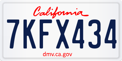 CA license plate 7KFX434