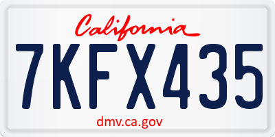 CA license plate 7KFX435