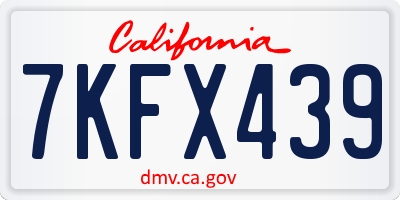CA license plate 7KFX439