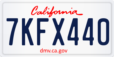 CA license plate 7KFX440