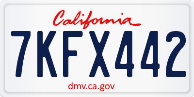 CA license plate 7KFX442