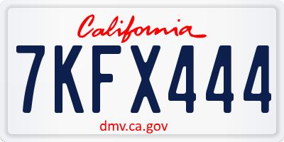 CA license plate 7KFX444