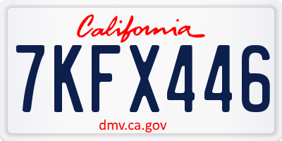 CA license plate 7KFX446
