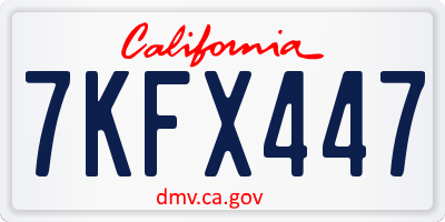 CA license plate 7KFX447