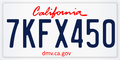 CA license plate 7KFX450