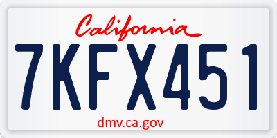 CA license plate 7KFX451