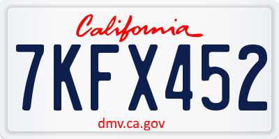 CA license plate 7KFX452