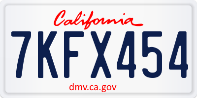 CA license plate 7KFX454