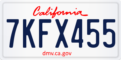 CA license plate 7KFX455