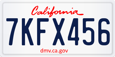 CA license plate 7KFX456