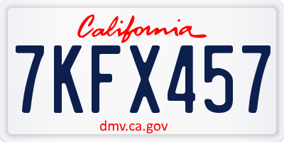 CA license plate 7KFX457