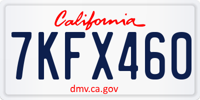 CA license plate 7KFX460
