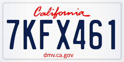 CA license plate 7KFX461