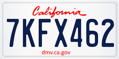 CA license plate 7KFX462