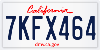 CA license plate 7KFX464