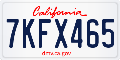 CA license plate 7KFX465