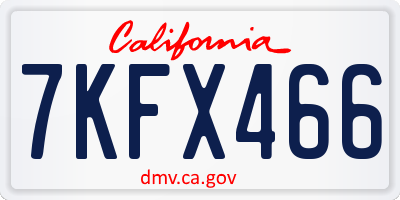 CA license plate 7KFX466
