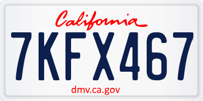 CA license plate 7KFX467