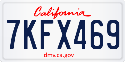 CA license plate 7KFX469