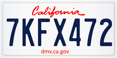 CA license plate 7KFX472