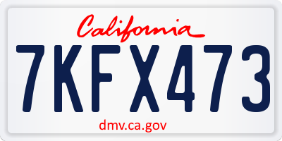CA license plate 7KFX473