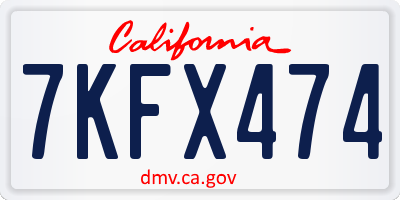CA license plate 7KFX474