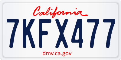 CA license plate 7KFX477