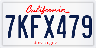 CA license plate 7KFX479