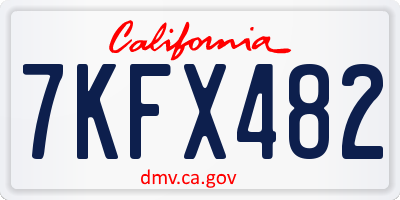 CA license plate 7KFX482