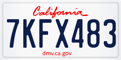 CA license plate 7KFX483