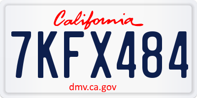 CA license plate 7KFX484