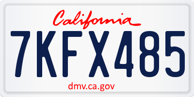 CA license plate 7KFX485