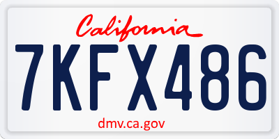 CA license plate 7KFX486