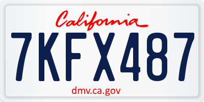 CA license plate 7KFX487