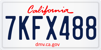CA license plate 7KFX488