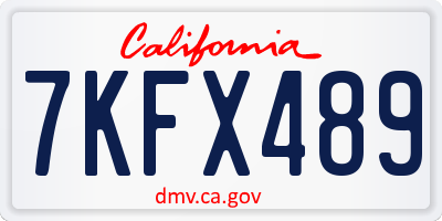 CA license plate 7KFX489
