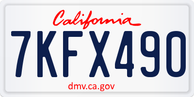 CA license plate 7KFX490