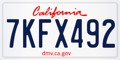 CA license plate 7KFX492