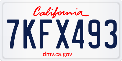 CA license plate 7KFX493