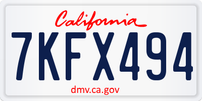 CA license plate 7KFX494