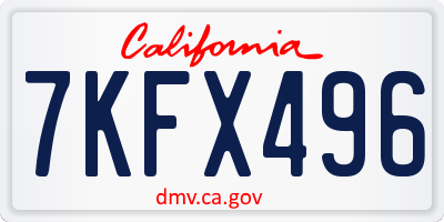 CA license plate 7KFX496
