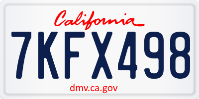 CA license plate 7KFX498