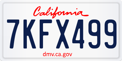 CA license plate 7KFX499