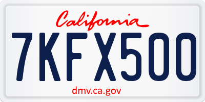 CA license plate 7KFX500