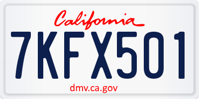 CA license plate 7KFX501