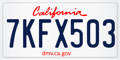 CA license plate 7KFX503