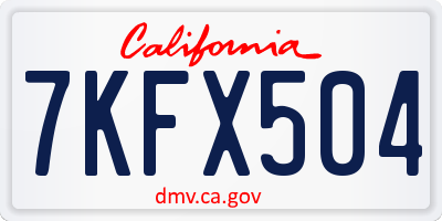 CA license plate 7KFX504